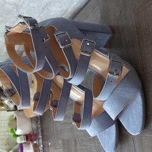 NY & Co Blue Faux Suede Heels